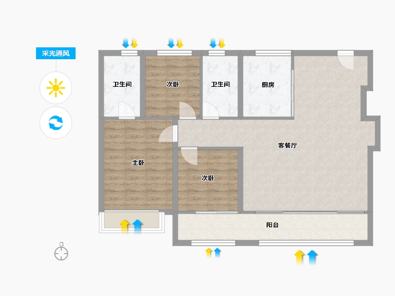 黑龙江省-哈尔滨市-昆仑时代中心-96.01-户型库-采光通风