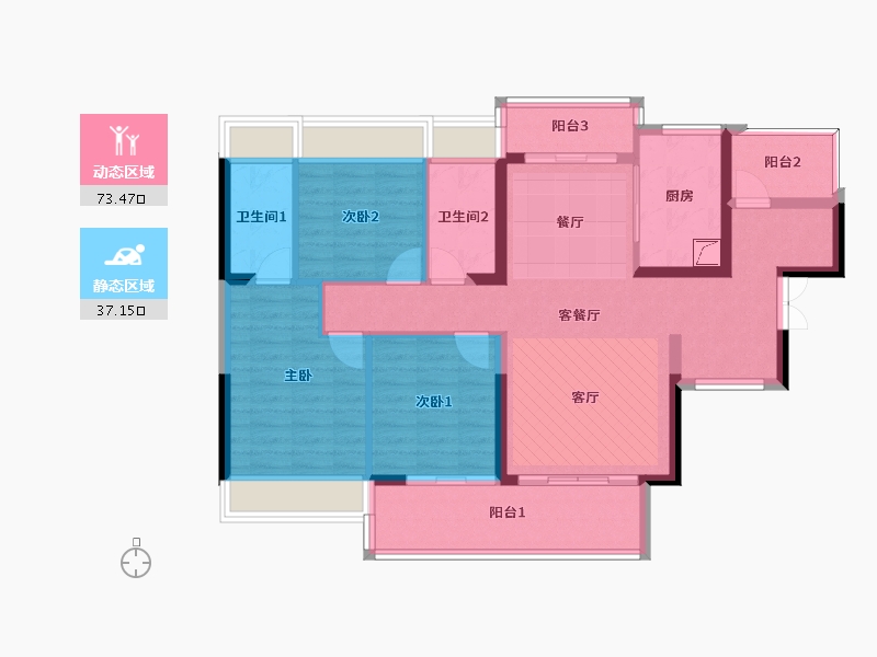 广东省-惠州市-天益府-98.83-户型库-动静分区