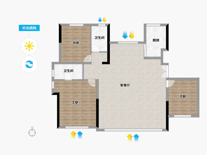 黑龙江省-哈尔滨市-大正澜庭-125.43-户型库-采光通风