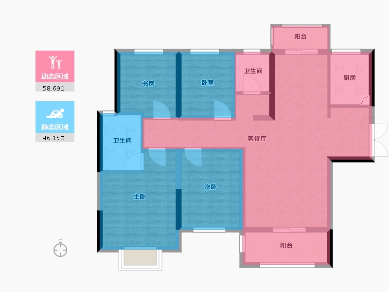 湖南省-长沙市-中建嘉和城凤凰台-93.14-户型库-动静分区