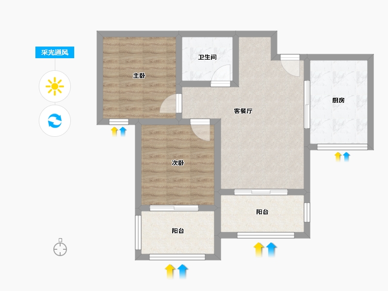 陕西省-西安市-高科绿水东城-六区-66.22-户型库-采光通风