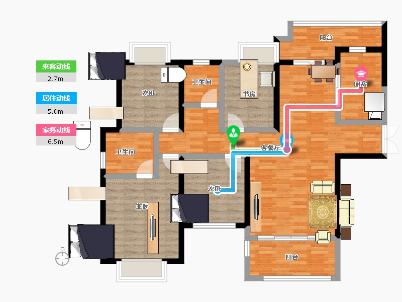 湖南省-长沙市-长房金阳府-104.00-户型库-动静线