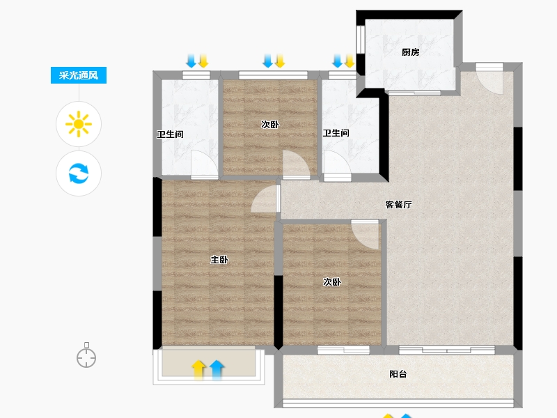 浙江省-嘉兴市-静安府邸-82.40-户型库-采光通风