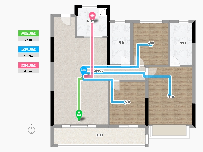 浙江省-嘉兴市-上湖云庐-95.20-户型库-动静线