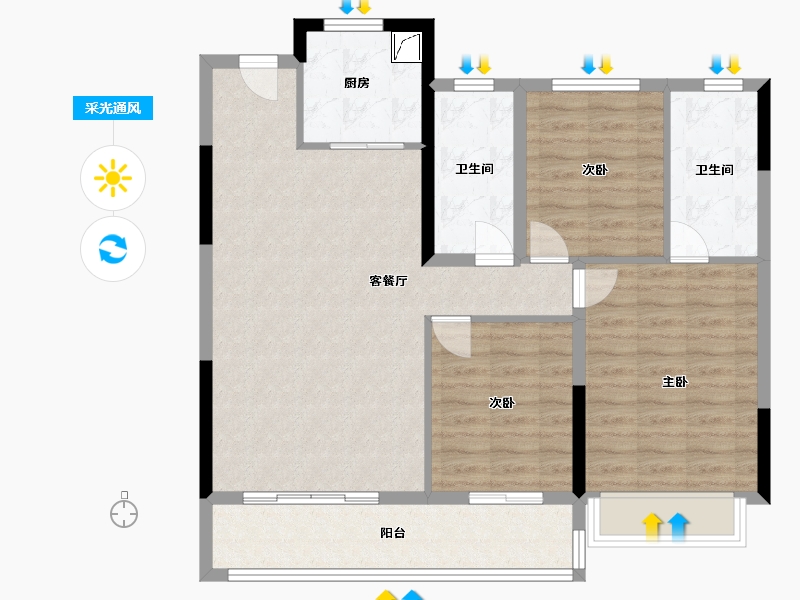 浙江省-嘉兴市-上湖云庐-95.20-户型库-采光通风