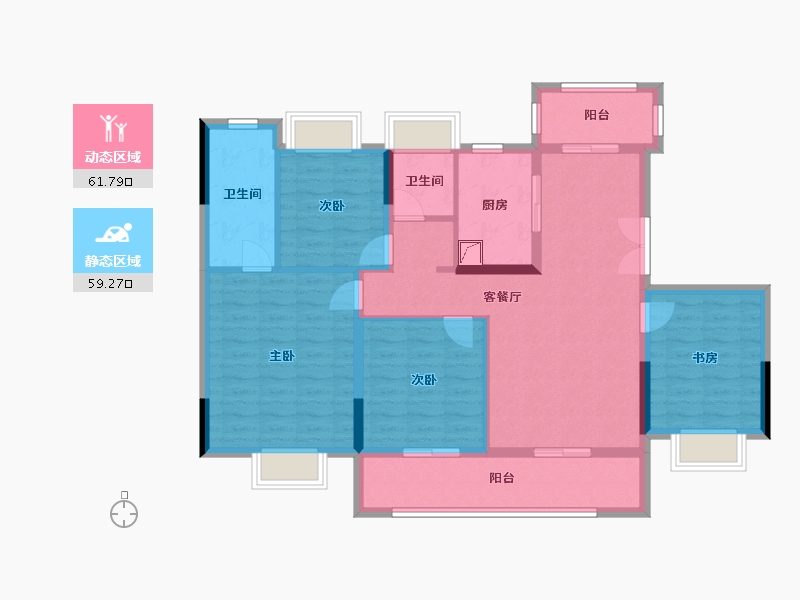 湖南省-长沙市-远洋红星长沙天铂-108.37-户型库-动静分区