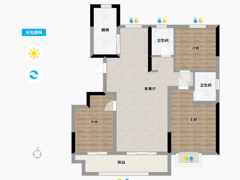 山东省-菏泽市-中达逸景广场-95.00-户型库-采光通风