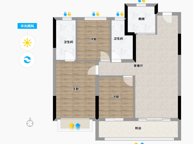 浙江省-嘉兴市-上湖云庐-87.21-户型库-采光通风