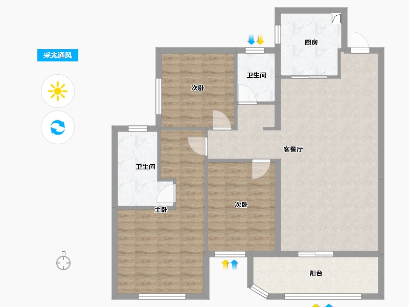 湖南省-长沙市-高桥壹品-102.01-户型库-采光通风