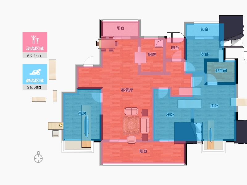 湖南省-长沙市-佳源东方璟园-107.15-户型库-动静分区