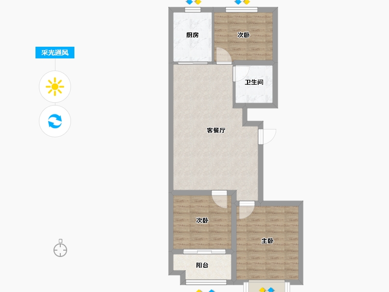 山东省-潍坊市-恒信宝通御园-72.55-户型库-采光通风