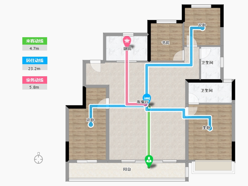 浙江省-嘉兴市-静安府邸-128.00-户型库-动静线