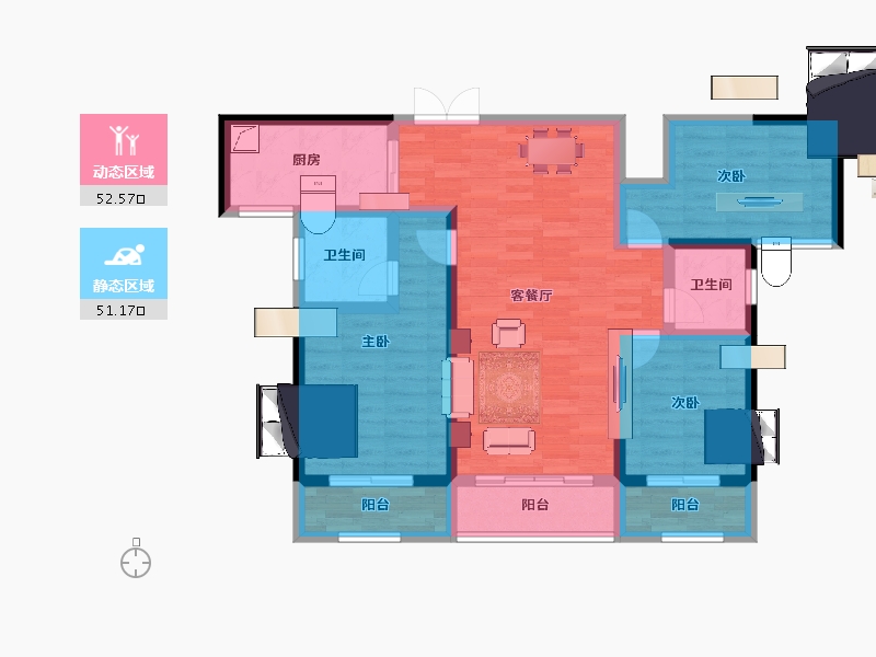 湖南省-长沙市-长房金阳府-91.21-户型库-动静分区