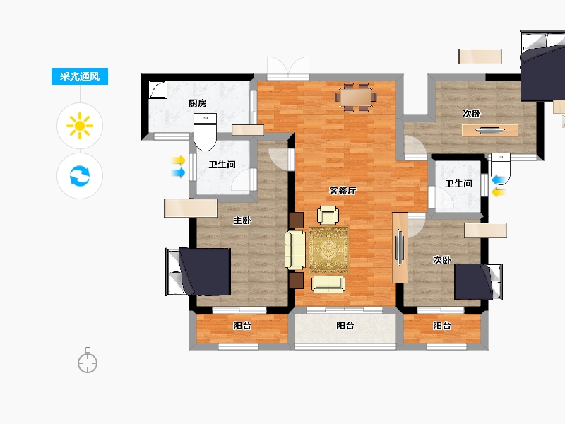 湖南省-长沙市-长房金阳府-91.21-户型库-采光通风