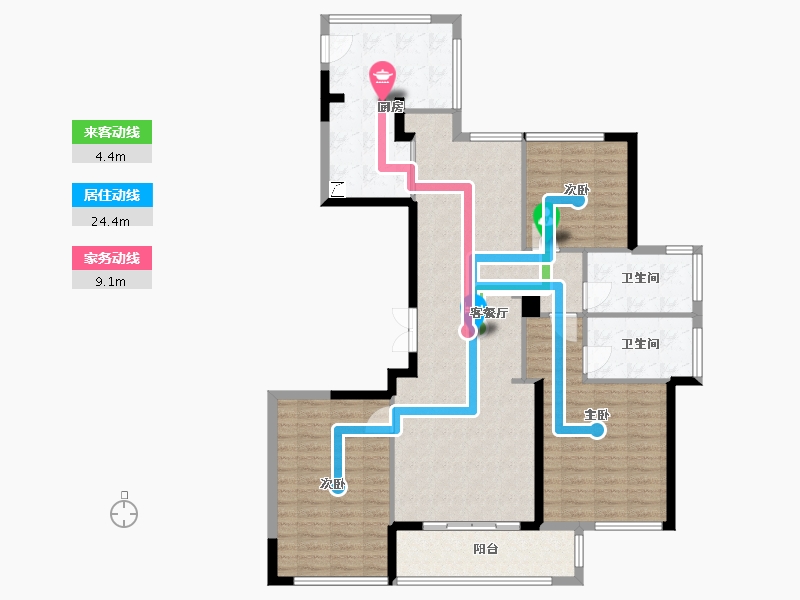 浙江省-杭州市-孔家埭和府-119.00-户型库-动静线