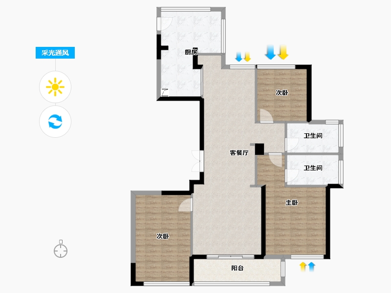 浙江省-杭州市-孔家埭和府-119.00-户型库-采光通风