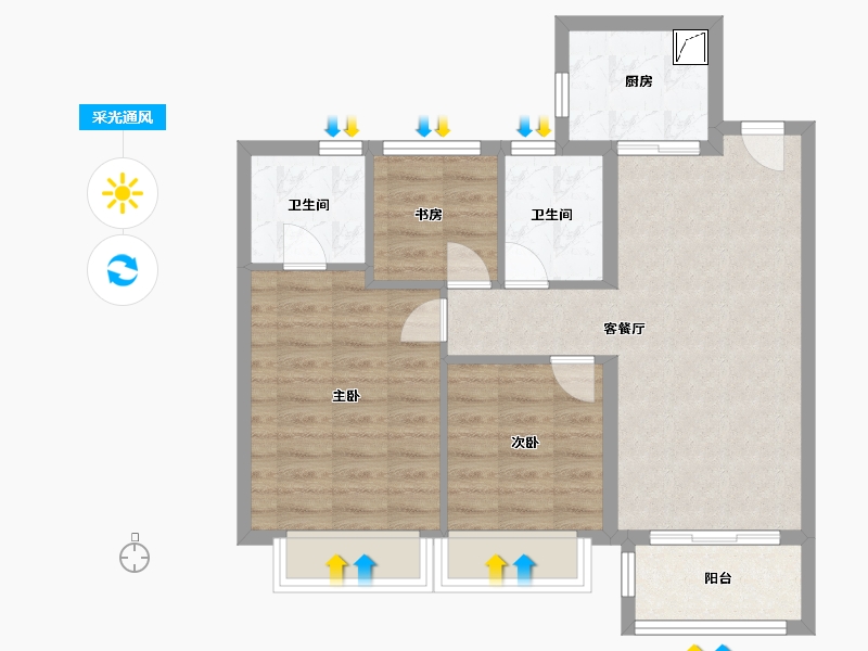 浙江省-嘉兴市-大众馨苑-71.19-户型库-采光通风