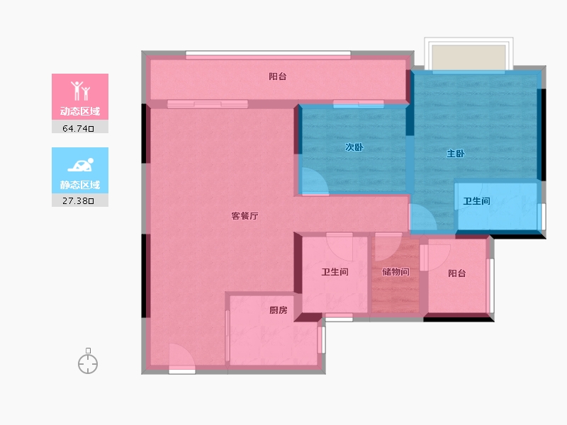 广东省-广州市-中建玖玥湾-81.98-户型库-动静分区