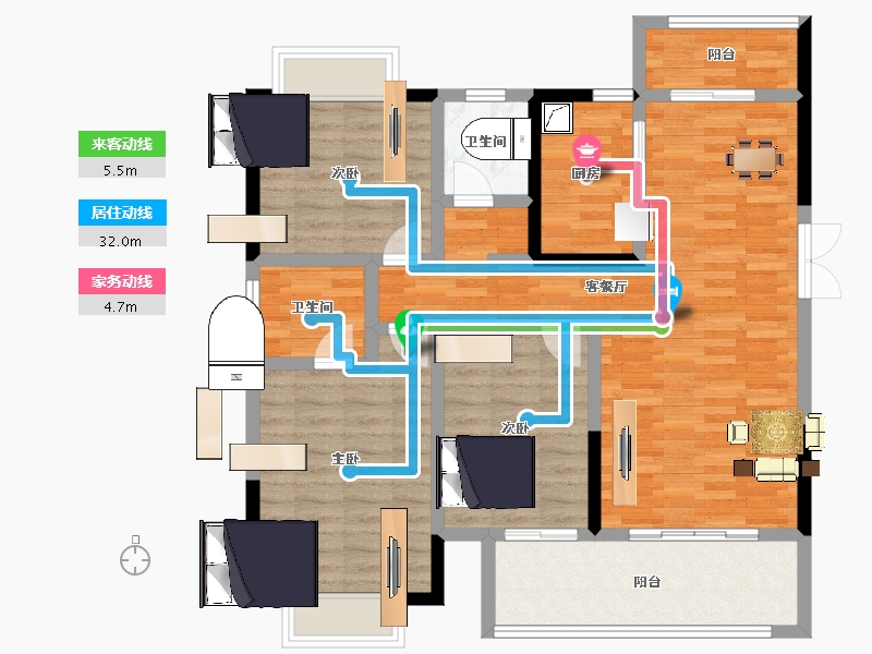 湖南省-长沙市-长房金阳府-102.01-户型库-动静线