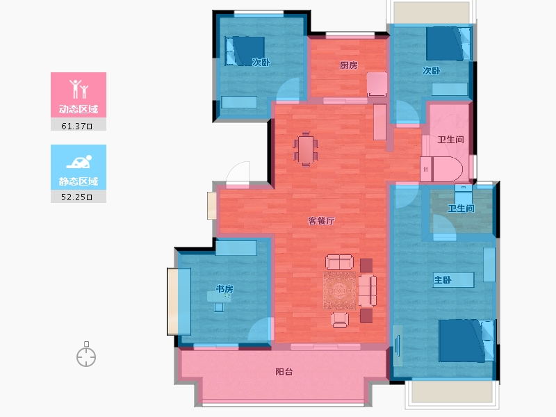 湖南省-长沙市-佳源东方璟园-100.01-户型库-动静分区