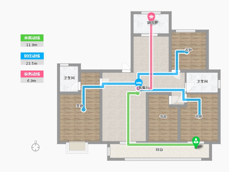 山东省-临沂市-宝德新里程-123.00-户型库-动静线