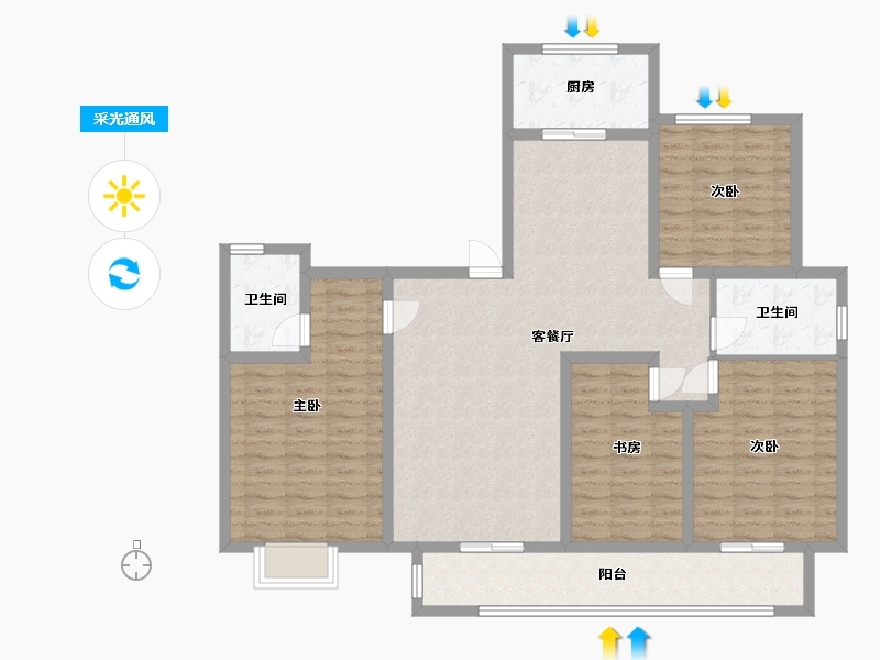 山东省-临沂市-宝德新里程-123.00-户型库-采光通风