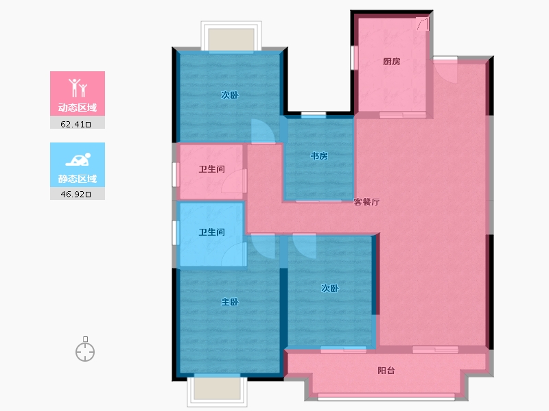 湖南省-长沙市-远洋红星长沙天铂-97.89-户型库-动静分区