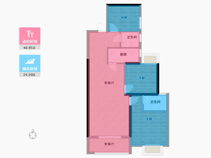 陕西省-渭南市-陕西宇航建设绿水香堤(1期)项目部-80.00-户型库-动静分区