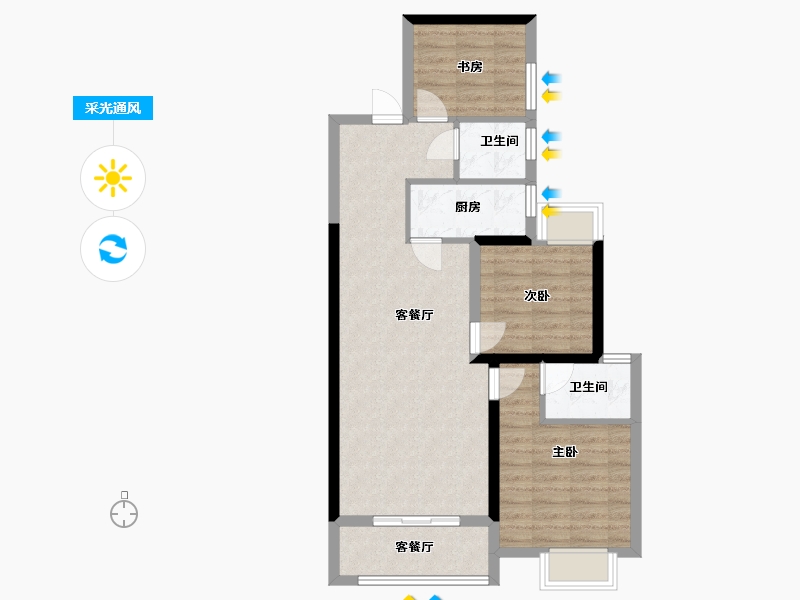 陕西省-渭南市-陕西宇航建设绿水香堤(1期)项目部-80.00-户型库-采光通风