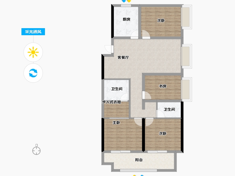 河南省-郑州市-华润置地润园-111.72-户型库-采光通风