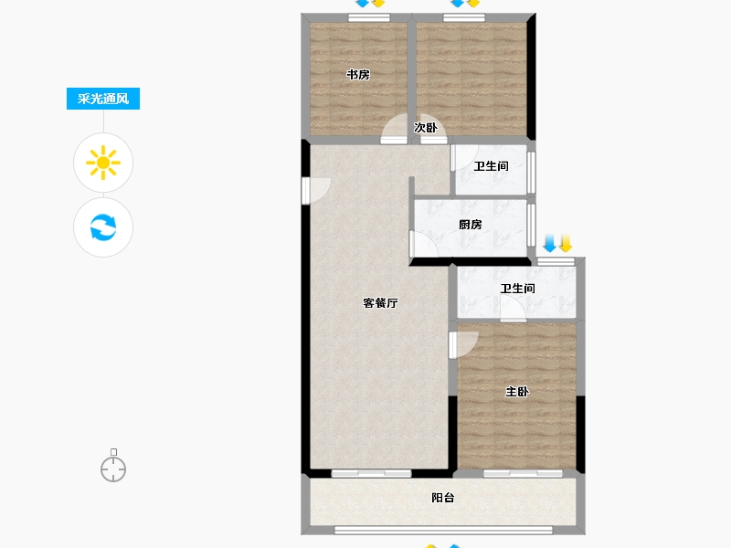 河南省-郑州市-华润置地润园-99.05-户型库-采光通风