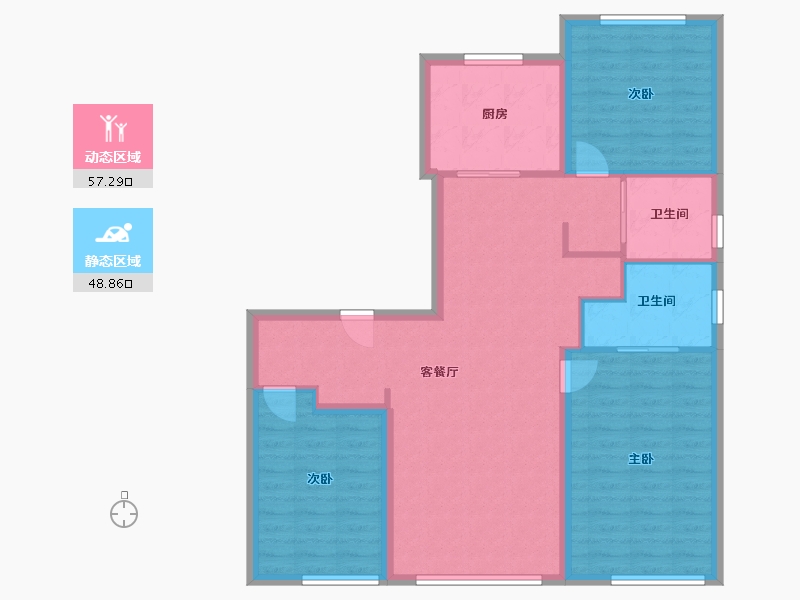 辽宁省-大连市-金科金弘基峯华-96.00-户型库-动静分区