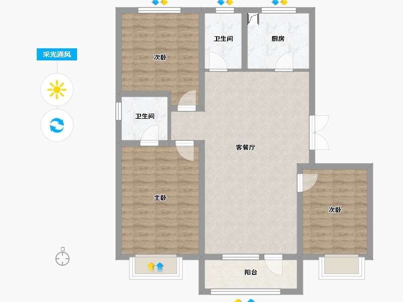 河北省-唐山市-国茂府-110.00-户型库-采光通风