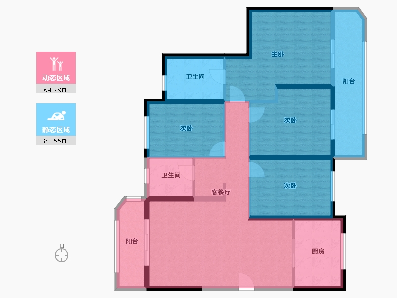 湖南省-长沙市-高桥壹品-131.90-户型库-动静分区