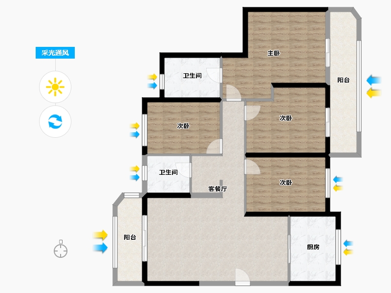 湖南省-长沙市-高桥壹品-131.90-户型库-采光通风