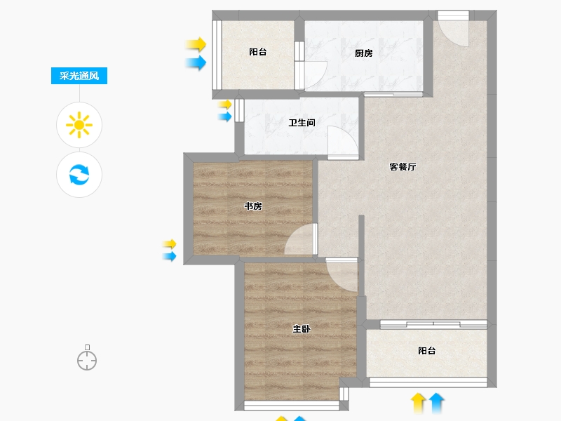 广东省-肇庆市-碧海湾金沙一号商住小区-59.30-户型库-采光通风