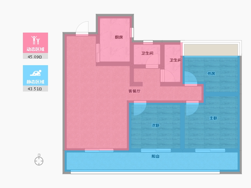 河南省-郑州市-招商时代锦宸-77.15-户型库-动静分区