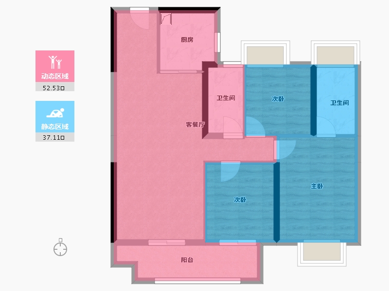 湖南省-长沙市-远洋红星长沙天铂-79.98-户型库-动静分区