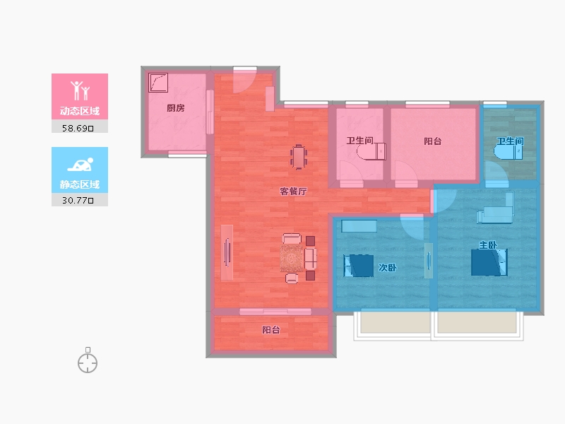 湖南省-长沙市-长房越秀星悦荟-78.41-户型库-动静分区