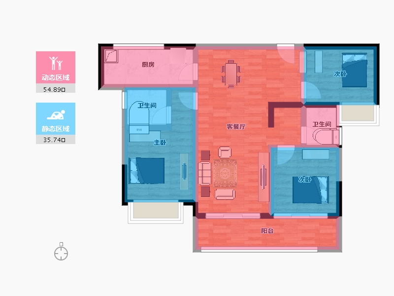 湖南省-长沙市-龙湖翠湖壹号-79.39-户型库-动静分区