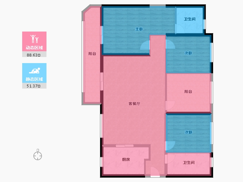 湖南省-长沙市-高桥壹品-127.05-户型库-动静分区