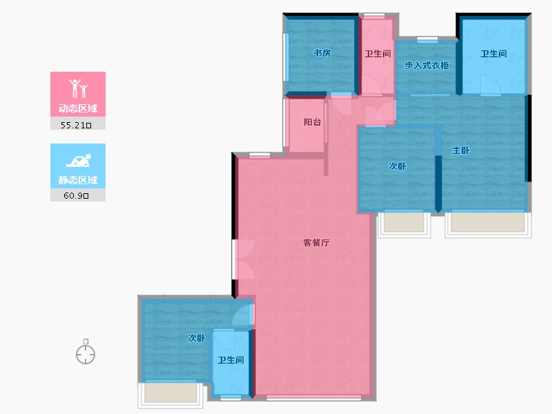 陕西省-西安市-东原印未央-180.00-户型库-动静分区