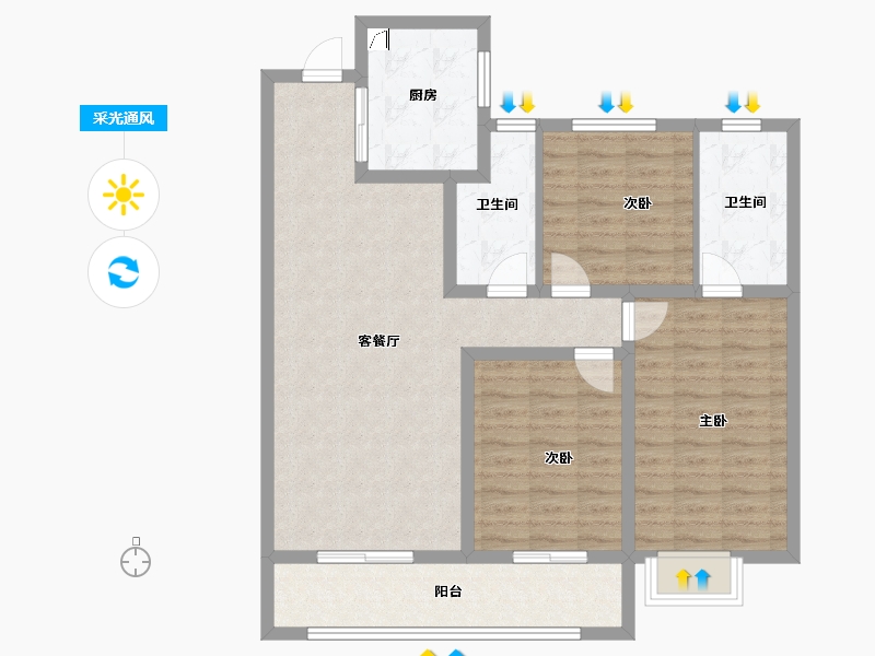 山东省-青岛市-静澜山-96.01-户型库-采光通风