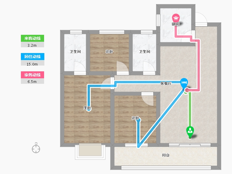 甘肃省-天水市-百郦东方-80.64-户型库-动静线