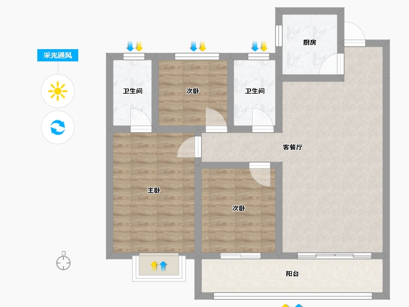 甘肃省-天水市-百郦东方-80.64-户型库-采光通风