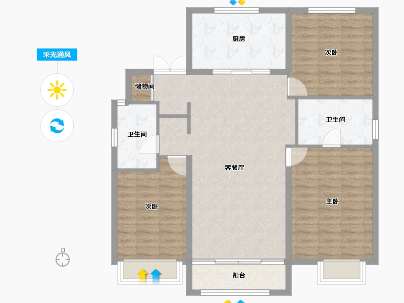 吉林省-长春市-长发万科荣光路59号-104.00-户型库-采光通风