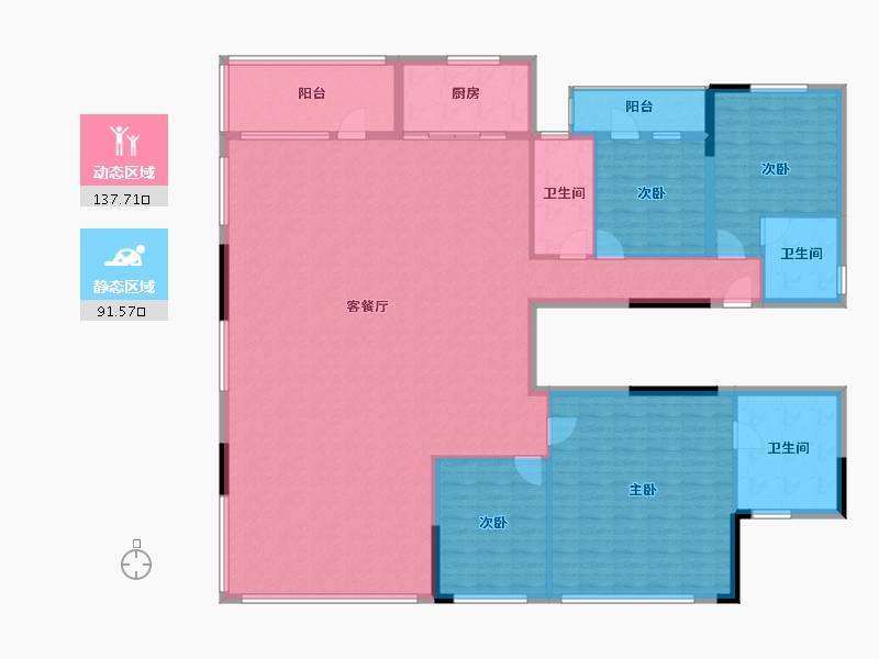 四川省-成都市-锦江金茂府-212.35-户型库-动静分区