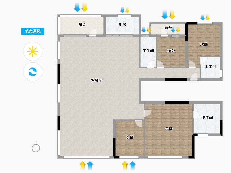 四川省-成都市-锦江金茂府-212.35-户型库-采光通风