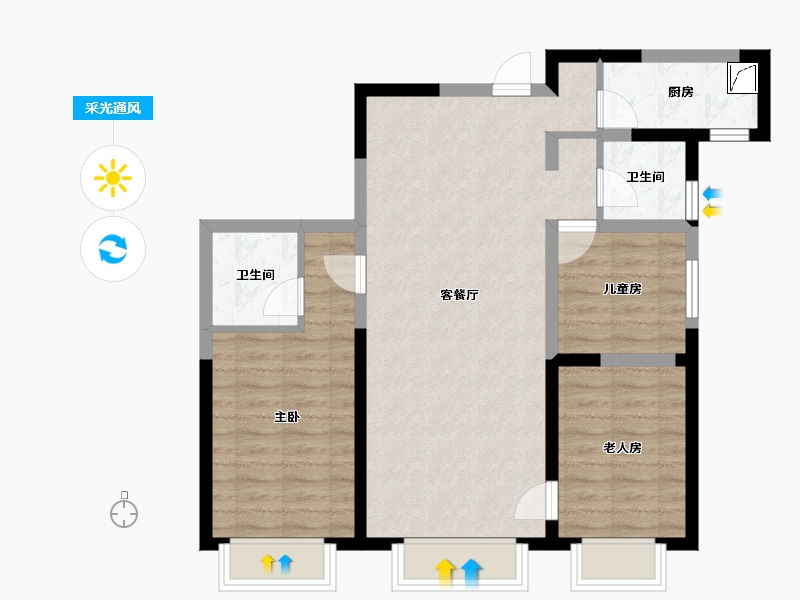 新疆维吾尔自治区-乌鲁木齐市-秦基高铁1号院-78.26-户型库-采光通风