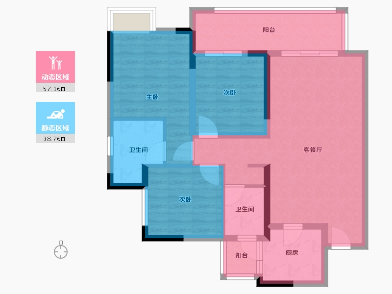 四川省-成都市-万达御湖龙湾-85.13-户型库-动静分区